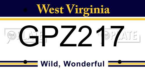 GPZ217 West Virginia License Plate