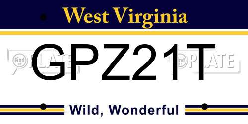 GPZ21T West Virginia License Plate