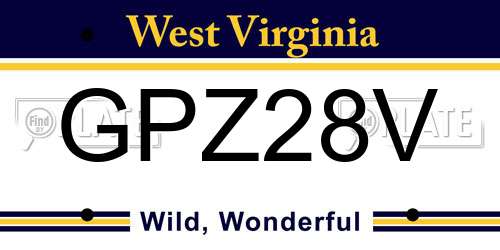 GPZ28V West Virginia License Plate
