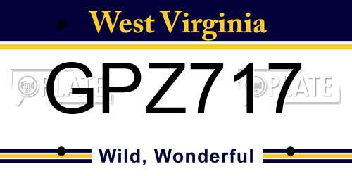 GPZ717 West Virginia License Plate