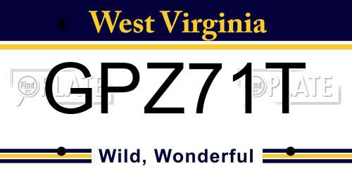 GPZ71T West Virginia License Plate