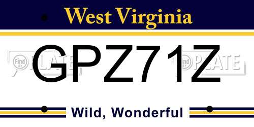 GPZ71Z West Virginia License Plate