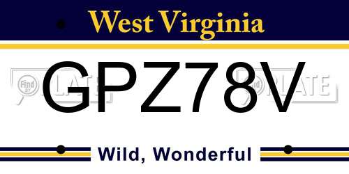 GPZ78V West Virginia License Plate
