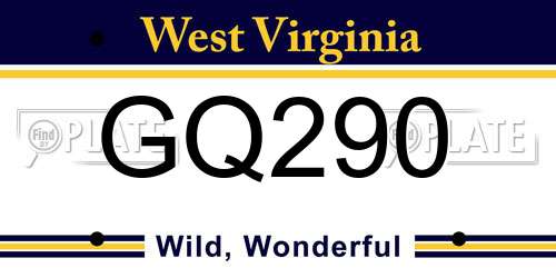 GQ290 West Virginia License Plate
