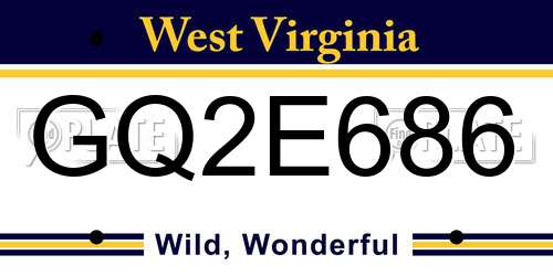 GQ2E686 West Virginia License Plate
