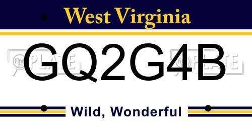 GQ2G4B West Virginia License Plate