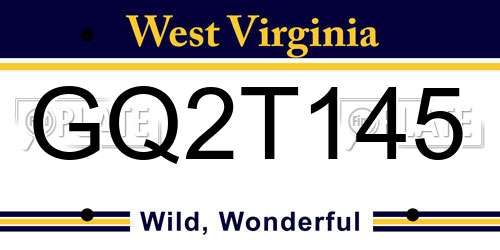 GQ2T145 West Virginia License Plate