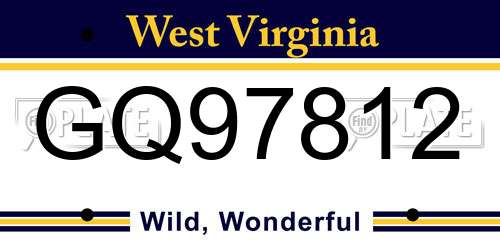 GQ97812 West Virginia License Plate