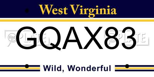 GQAX83 West Virginia License Plate