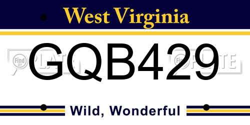 GQB429 West Virginia License Plate