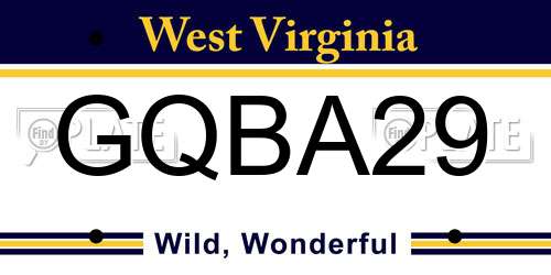 GQBA29 West Virginia License Plate