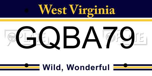 GQBA79 West Virginia License Plate