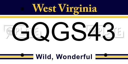 GQGS43 West Virginia License Plate