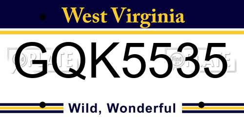 GQK5535 West Virginia License Plate