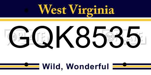 GQK8535 West Virginia License Plate