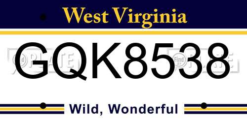 GQK8538 West Virginia License Plate