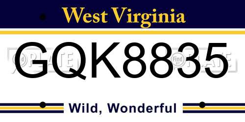 GQK8835 West Virginia License Plate