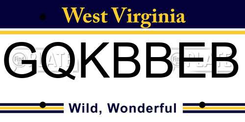 GQKBBEB West Virginia License Plate