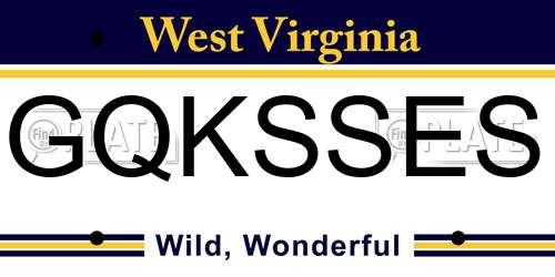GQKSSES West Virginia License Plate