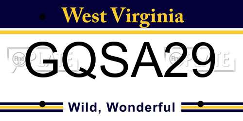 GQSA29 West Virginia License Plate
