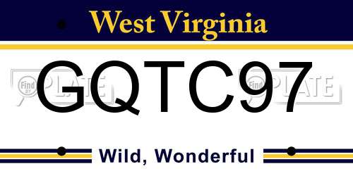 GQTC97 West Virginia License Plate