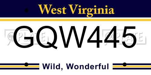 GQW445 West Virginia License Plate