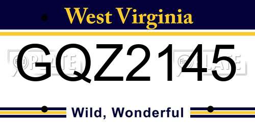 GQZ2145 West Virginia License Plate