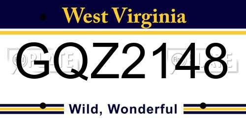 GQZ2148 West Virginia License Plate