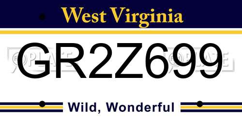GR2Z699 West Virginia License Plate