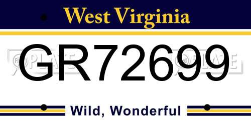 GR72699 West Virginia License Plate