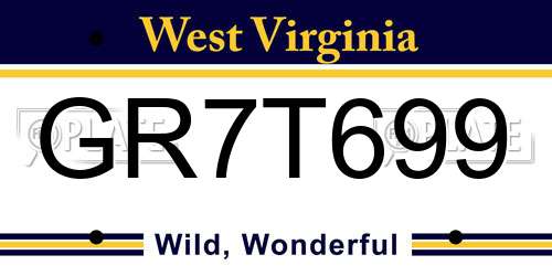 GR7T699 West Virginia License Plate