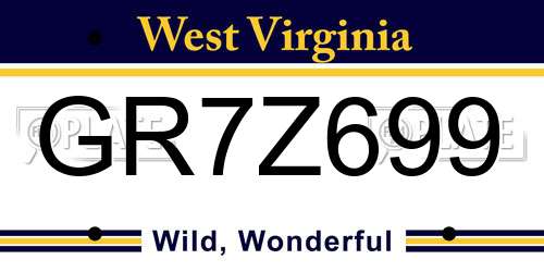 GR7Z699 West Virginia License Plate