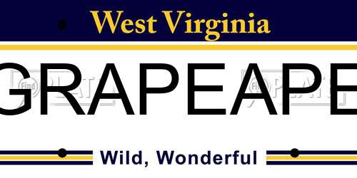 GRAPEAPE West Virginia License Plate