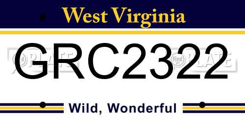 GRC2322 West Virginia License Plate