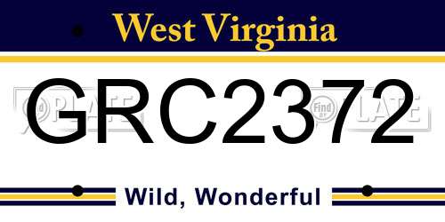 GRC2372 West Virginia License Plate