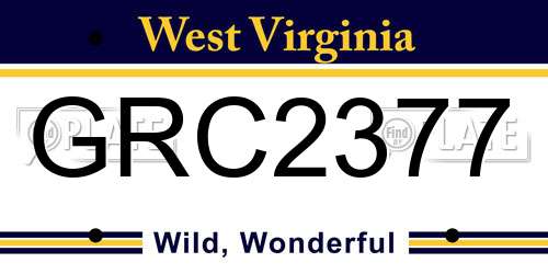 GRC2377 West Virginia License Plate