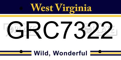 GRC7322 West Virginia License Plate