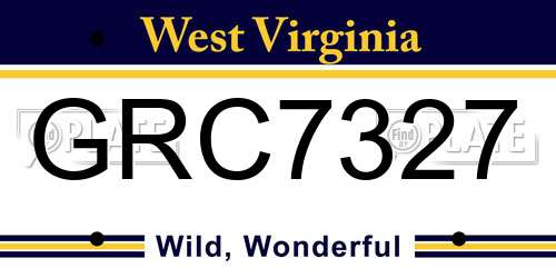 GRC7327 West Virginia License Plate