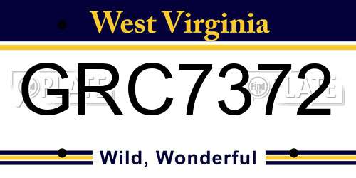 GRC7372 West Virginia License Plate
