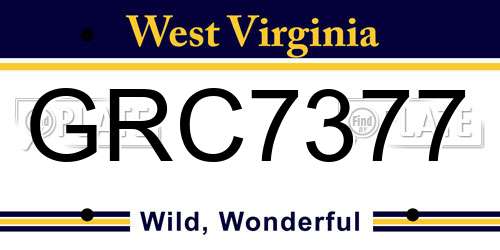 GRC7377 West Virginia License Plate