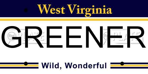 GREENER West Virginia License Plate