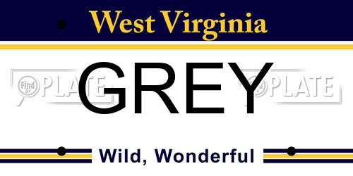 GREY West Virginia License Plate