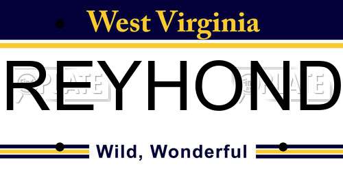 GREYHONDA West Virginia License Plate