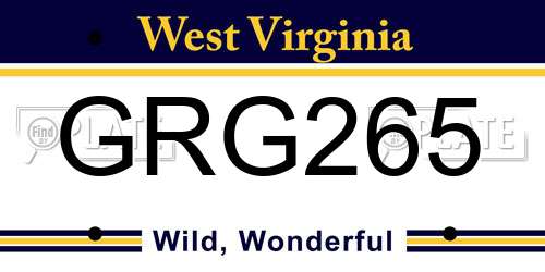 GRG265 West Virginia License Plate