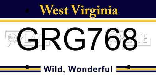 GRG768 West Virginia License Plate