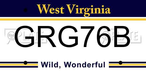 GRG76B West Virginia License Plate