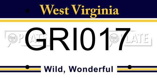 GRI017 West Virginia License Plate