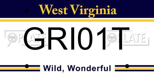 GRI01T West Virginia License Plate