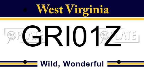 GRI01Z West Virginia License Plate