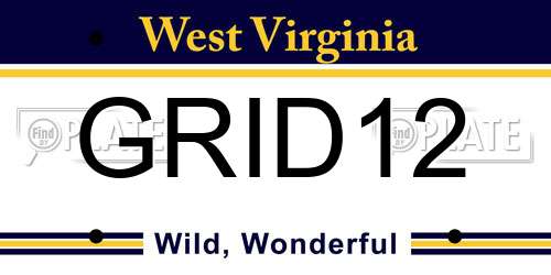 GRID12 West Virginia License Plate